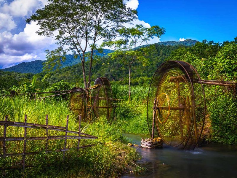 water wheels at Pu Luong Nature Reserve
