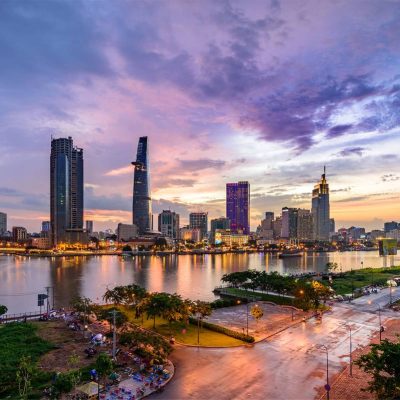 Saigon River sky line of Ho Chi minh City