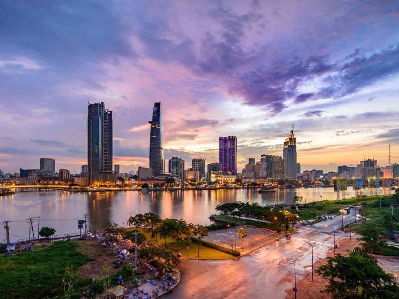 Saigon River sky line of Ho Chi minh City