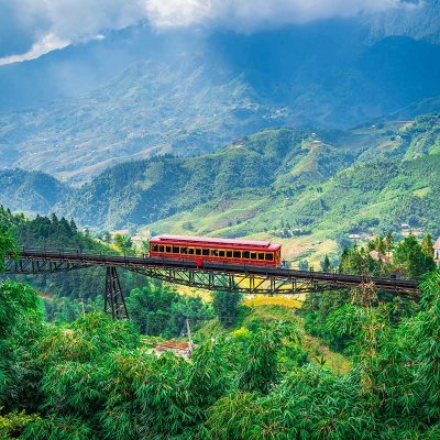 Sapa Mountain train through Muong Hoa Valley toward Fansipan cable car station