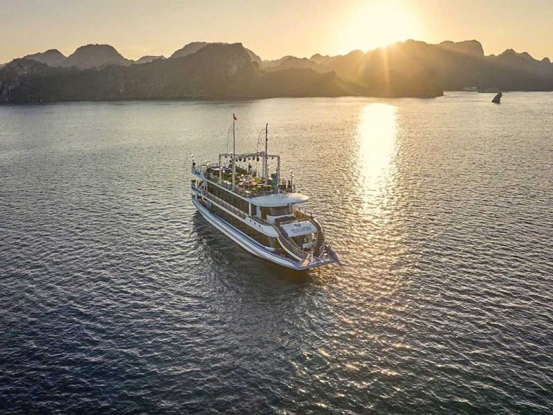 Sea Lion cruise at sunset in Halong Bay