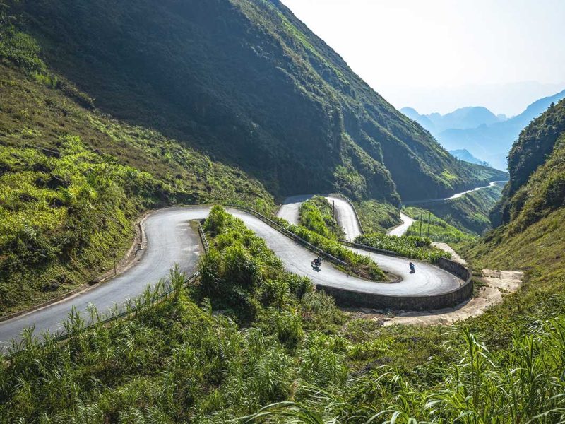 The iconis s-shaped Tham Ma Pass along the Ha Giang Loop