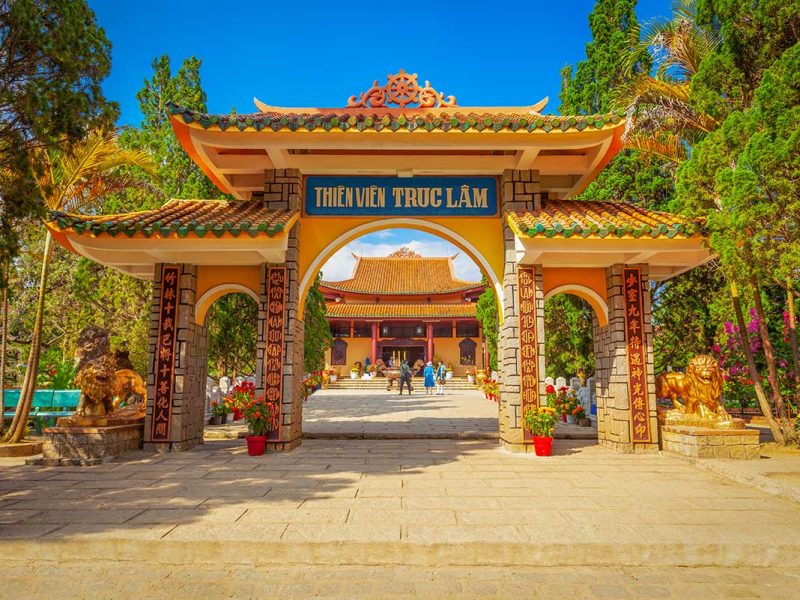 truc lam zen monastery dalat main gate 1 Main gate of Truc Lam Zen Monastery in Dalat, marking the entrance to one of the city’s most visited spiritual sites