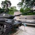 US army tank and Chinook helicopter at the War Remnants Museum